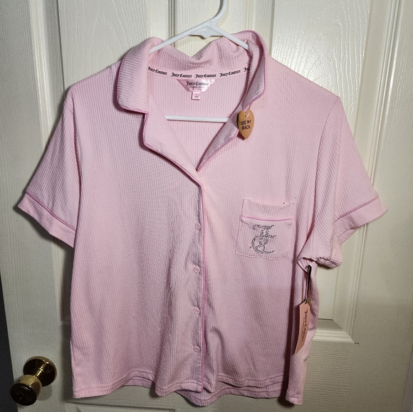 Juicy Couture Pink Button-Up Pajama Shirt - Picture 1 of 7